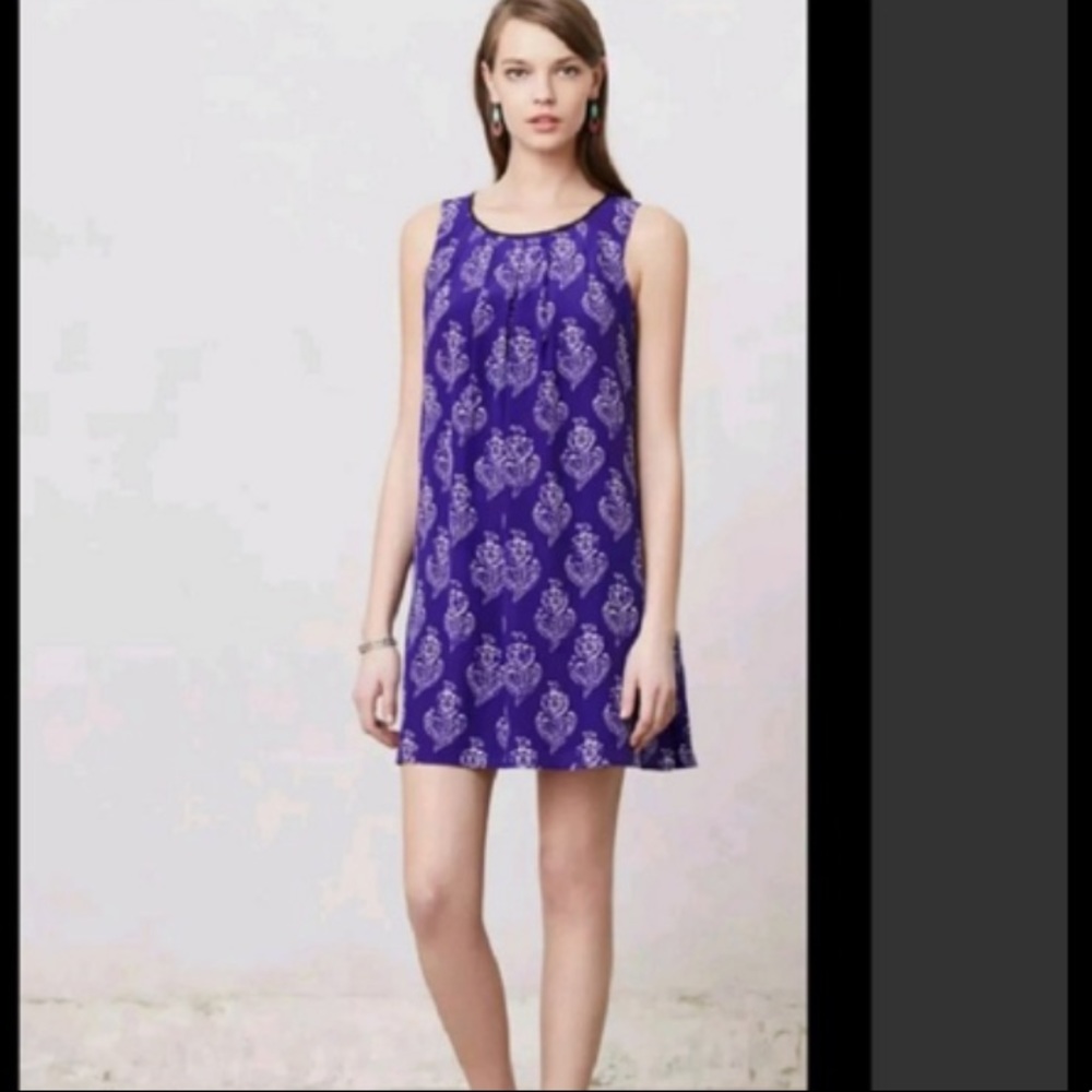 Anthropologie Maeve Petal Stamp Shift Dress